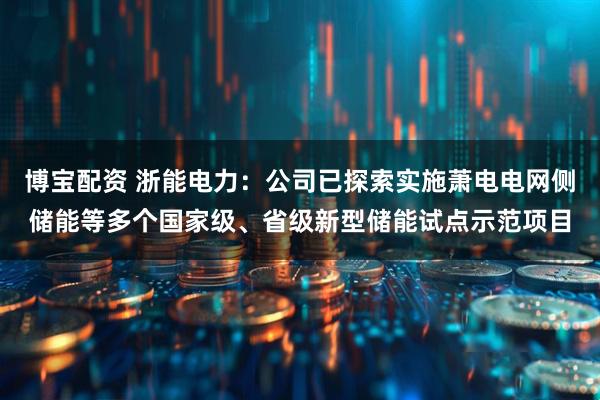 博宝配资 浙能电力：公司已探索实施萧电电网侧储能等多个国家级、省级新型储能试点示范项目